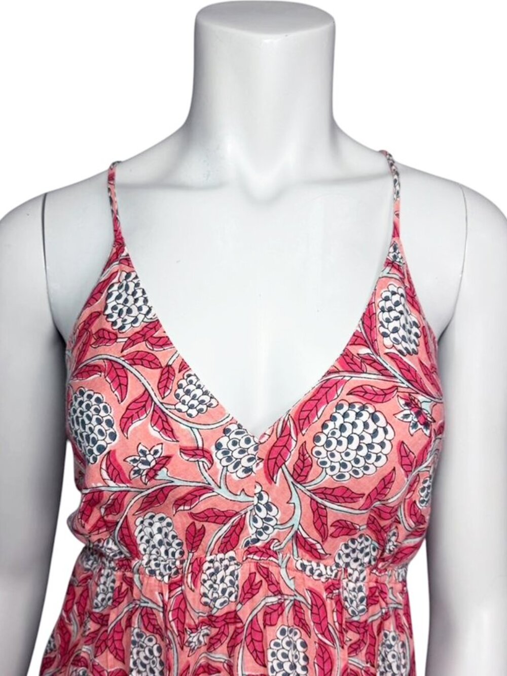PERRY WALKER COLLECTIVE Annie Block Print Botanical Palm Beach Maxi Sundress - Picture 5 of 9